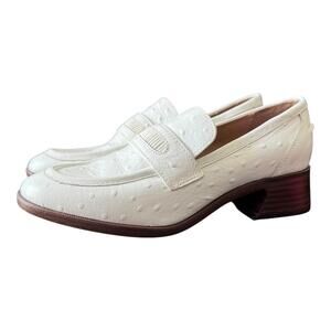 ZAC Zac Posen Wayne White Leather Block Heel Slip On Loafers Women’s Shoes Sz 6m